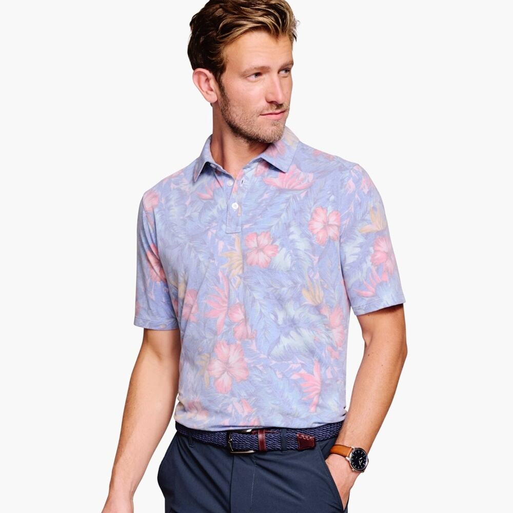 Johnston & Murphy XC4® Performance Cotton Piqué Polo Size XXXL Golf Tropical